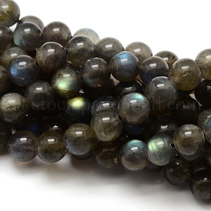 Grade AA Natural Gemstone Labradorite Round Beads Strands UK-G-E251-33-6mm-1