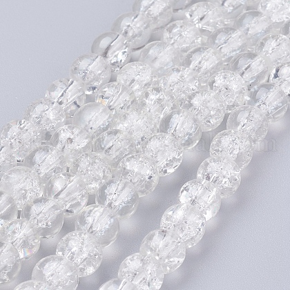 Spray Painted Crackle Glass Beads Strands UK-CCG-Q001-6mm-01-1