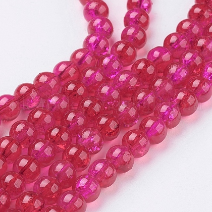 Spray Painted Crackle Glass Beads Strands UK-CCG-Q002-6mm-08-1