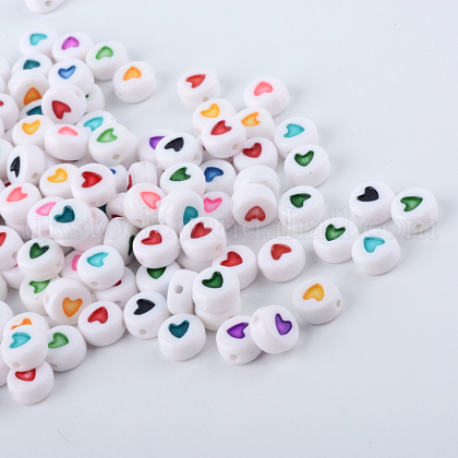 Opaque Acrylic Heart Letter Beads UK-X-SACR-Q126-07-1