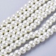 Creamy White Glass Pearl Round Loose Beads For Jewelry Necklace Craft Making UK-X-HY-6D-B02-1
