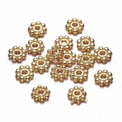 Alloy Daisy Spacer Beads UK-PALLOY-L166-31G-1