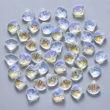 Transparent Spray Painted Glass Beads UK-GLAA-T016-05C-1