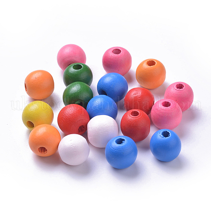 Dyed Natural Wood Beads UK-WOOD-R249-066-1