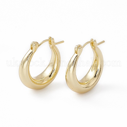 Brass Thick Hoop Earrings for Women UK-EJEW-I270-02G-1
