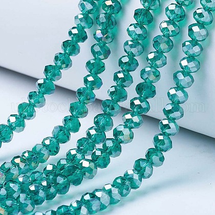 Electroplate Glass Beads Strands UK-EGLA-A034-T6mm-B04-1