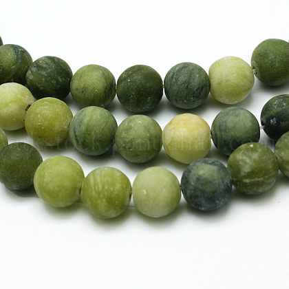 Round Frosted Natural TaiWan Jade Bead Strands UK-G-M248-4mm-02-1