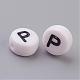 Flat Round with Letter P Acrylic Beads UK-X-PL37C9070-P-2