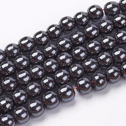 Non-Magnetic Synthetic Hematite Beads Strands UK-G-H1624-6mm-1-1