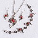 Antique Silver Plated Fashionable Retro Synthetic Turquoise Dolphin Jewelry Sets: Earrings & Bracelets & Necklace UK-SJEW-E044-02A-K-1