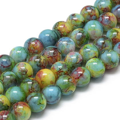 Baking Painted Glass Beads Strands UK-DGLA-S115-8mm-S36-1