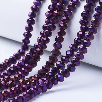Electroplate Transparent Glass Beads Strands UK-EGLA-A034-T4mm-UA06-1