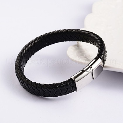 Trendy Leather Braided Cord Bracelets UK-BJEW-P128-06C-1