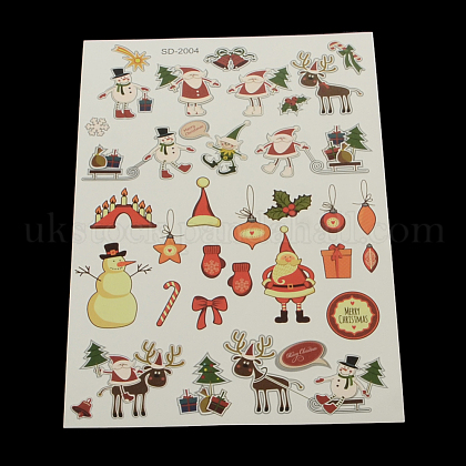 Christmas Theme Cool Body Art Removable Mixed Shapes Temporary Tattoos Metallic Paper Stickers UK-AJEW-Q105-07-K-1