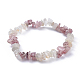 Natural White Moonstone & Strawberry Quartz Chip Stretch Bracelets UK-BJEW-JB04490-05-1