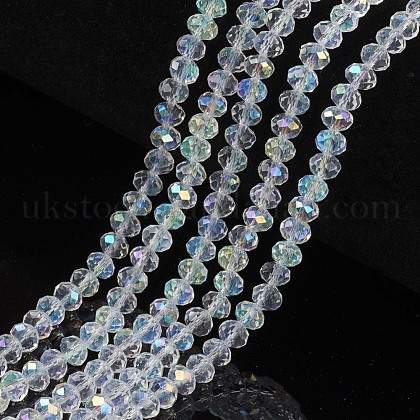 Electroplate Glass Beads Strands UK-EGLA-A034-T6mm-L19-1
