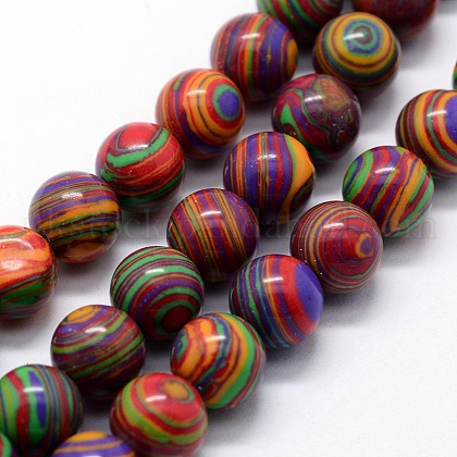 Synthetic Malachite Beads Strands UK-G-I199-32-8mm-C-1