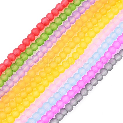 Frosted Glass Bead Strands UK-GGB4MMY-DKM-1