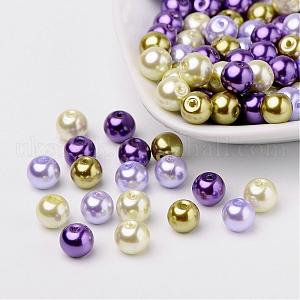 Lavender Garden Mix Pearlized Glass Pearl Beads UK-HY-X006-8mm-08