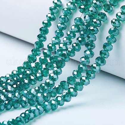 Electroplate Glass Beads Strands UK-EGLA-A034-T6mm-A18-1