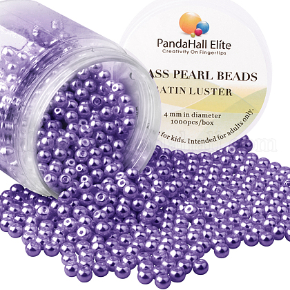 Pearlized Eco-Friendly Dyed Glass Pearl Round Bead UK-HY-PH0002-15-B-1