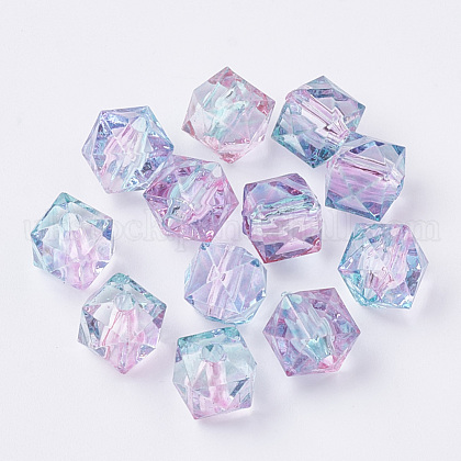 Two Tone Transparent Spray Painted Acrylic Beads UK-ACRP-T005-26-1