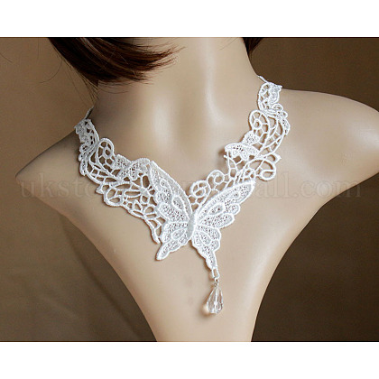 Gothic Style Lace Butterfly Collar Necklaces UK-NJEW-JL258-01-K-1