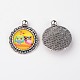 Antique Silver Alloy Pendant Cabochon Bezel Settings and Owl Printed Glass Cabochons UK-TIBEP-X0180-B11-2