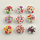 2-Hole Flower Pattern Printed Wooden Buttons UK-BUTT-R031-056-1