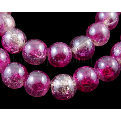 Crackle Glass Beads Strands UK-GGC10mm021Y-L-K-1
