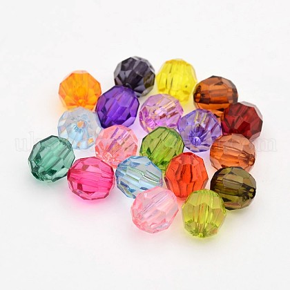 Faceted Transparent Acrylic Round Beads UK-DB8MM-M-1