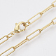 Brass Round Oval Paperclip Chain Necklace Making UK-MAK-S072-04A-G-1