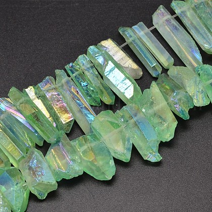 Electroplated Natural Quartz Crystal Beads Strands UK-G-UK0018-02F-1
