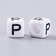 Letter P White Cube Letter Acrylic Beads for Name Jewelry Making UK-X-PL37C9308-P-2