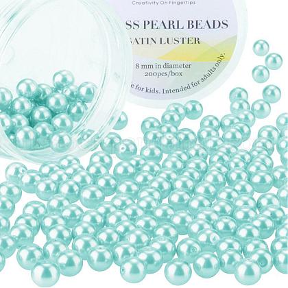 Pearlized Glass Pearl Round Beads UK-HY-PH0001-8mm-034-1