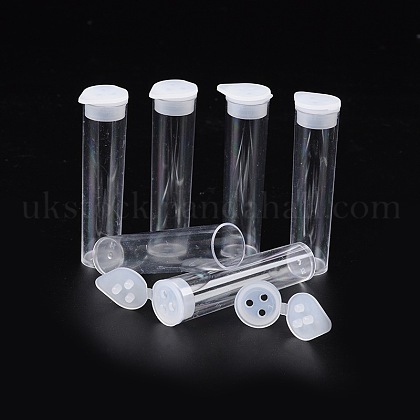 Clear Tube Plastic Bead Containers with Lid UK-C069Y-1