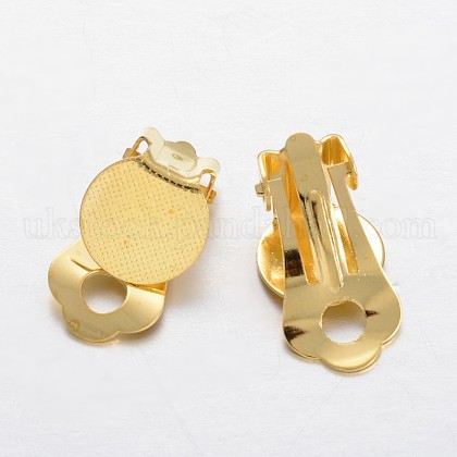 Brass Clip-on Earring Settings UK-KK-F371-46G-1