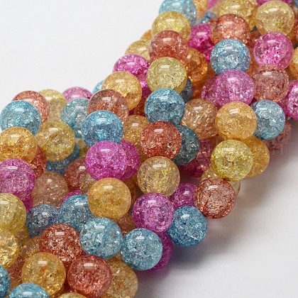 Crackle Glass Round Beads Strands UK-CCG-E001-10mm-02-K-1