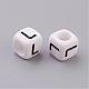 White Letter L Acrylic Cube Beads UK-X-PL37C9308-L-2