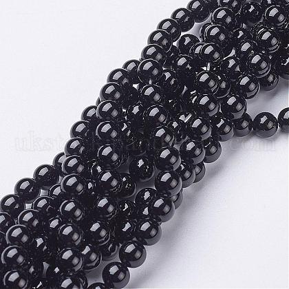 Natural Black Onyx Round Beads Strands UK-GSR6mmC097-1