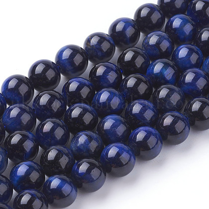 Natural Blue Tiger Eye Beads Strands UK-G-G099-8mm-13-1
