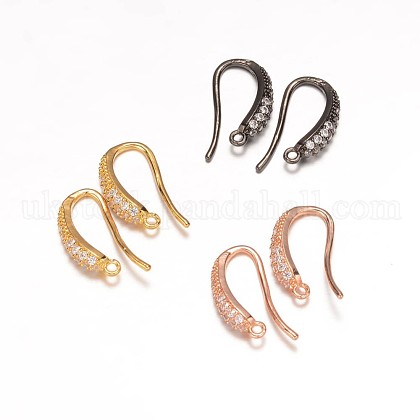 Brass Earring Hooks UK-ZIRC-K018-01M-K-1