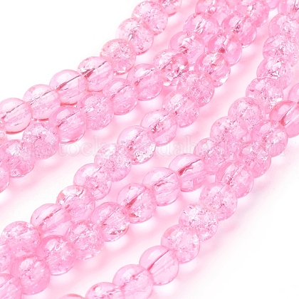 Spray Painted Crackle Glass Beads Strands UK-CCG-Q001-6mm-02-K-1