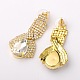 Golden Plated Brass Rhinestone Stud Earrings UK-EJEW-JL009-03-K-4