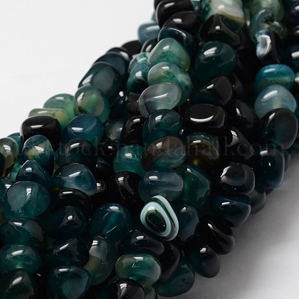 Dyed Natural Agate Chip Beads Strands UK-G-E329-16B-K-1