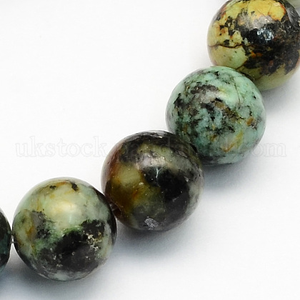 Natural African Turquoise(Jasper) Round Beads Strands UK-G-S181-10mm-1