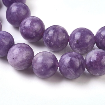 Natural Lepidolite/Purple Mica Stone Beads Strands UK-G-L535-01-8mm-1