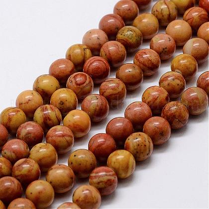 Natural Wood Lace Stone Beads Strands UK-G-D863-8mm-1
