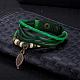 Casual Unisex Zinc Alloy Leaf and Leather Multi-strand Bracelets UK-BJEW-BB15595-D-2