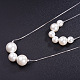 Sterling Silver Shell Pearl Two-Tiered Necklaces UK-NJEW-F188-03-3